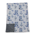 Light blue bow floral boots western baby girls blankets