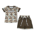Daddy's buddy embroidery camo top shorts boys outfits