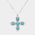 Oval Western Turquoise Stone Pointed Cross Pendant Necklace