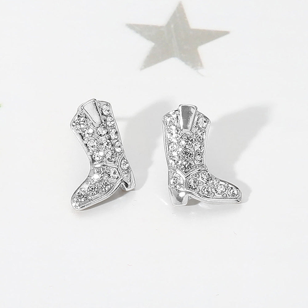 Stone Paved Western Cowboy Boot Stud Earrings