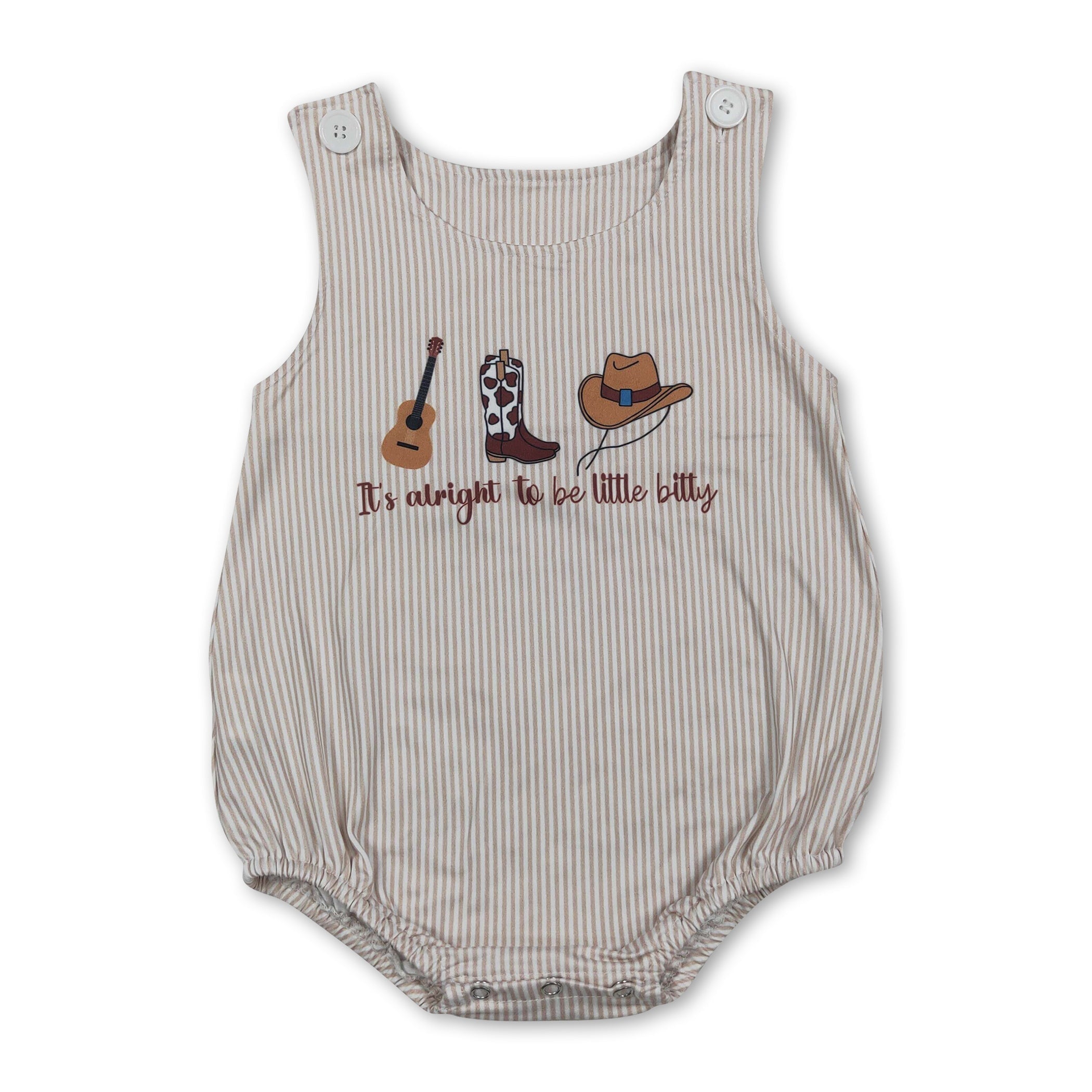 Sleeveless stripe it's alright to be little bitty western baby romper