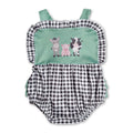 Straps cow pig ruffle plaid farm baby summer romper