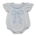 Short sleeves polka dots bow baby girls summer romper
