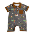 Short sleeves dog duck pocket hunting baby romper