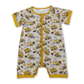 Short sleeves constructions baby boy zipper romper